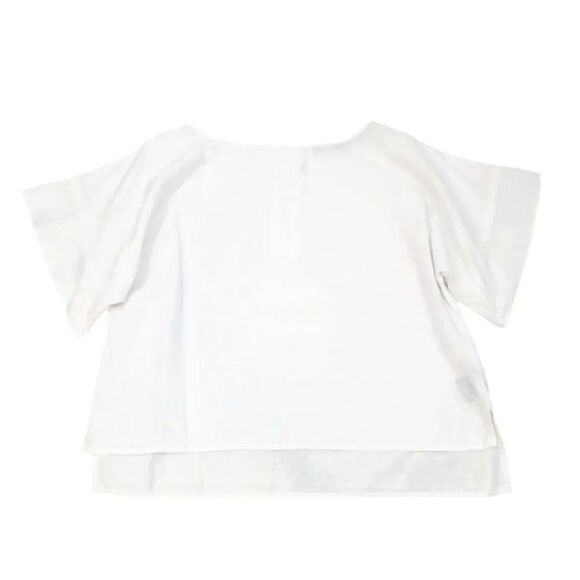 Harve Benard Oversized Washable Linen Flutter Sleeve Top in White Size Small - Picture 3 of 10